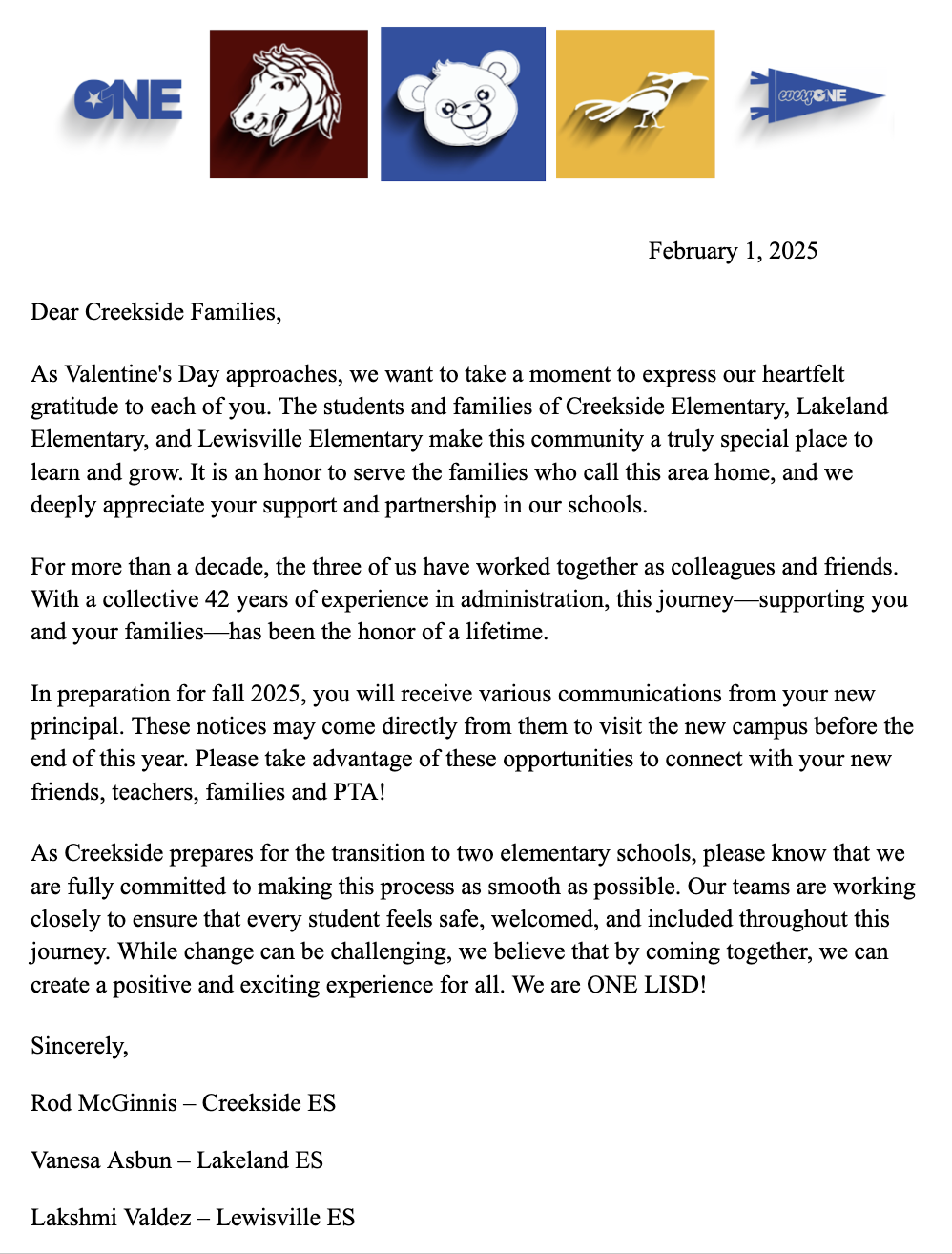 Letter to Parents Feb 1
